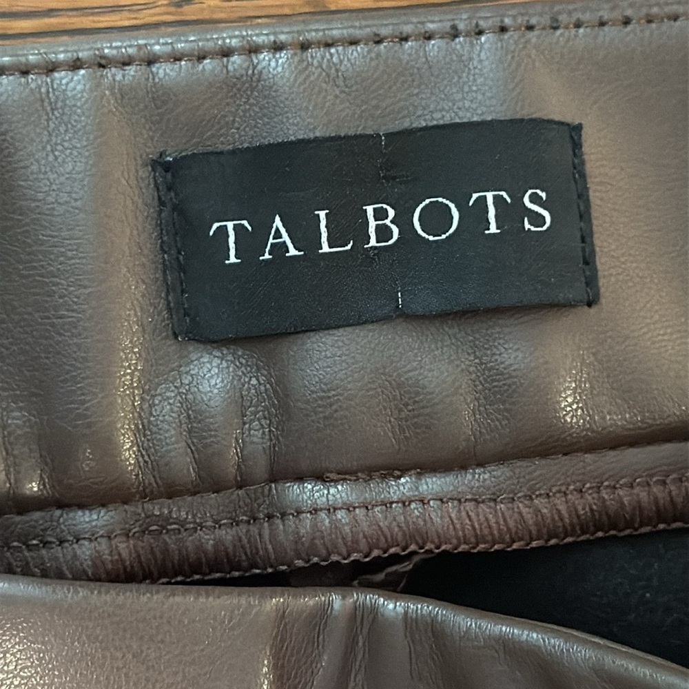 Talbots Chocolate Faux Leather Portland Pant Trousers - Picture 2 of 7